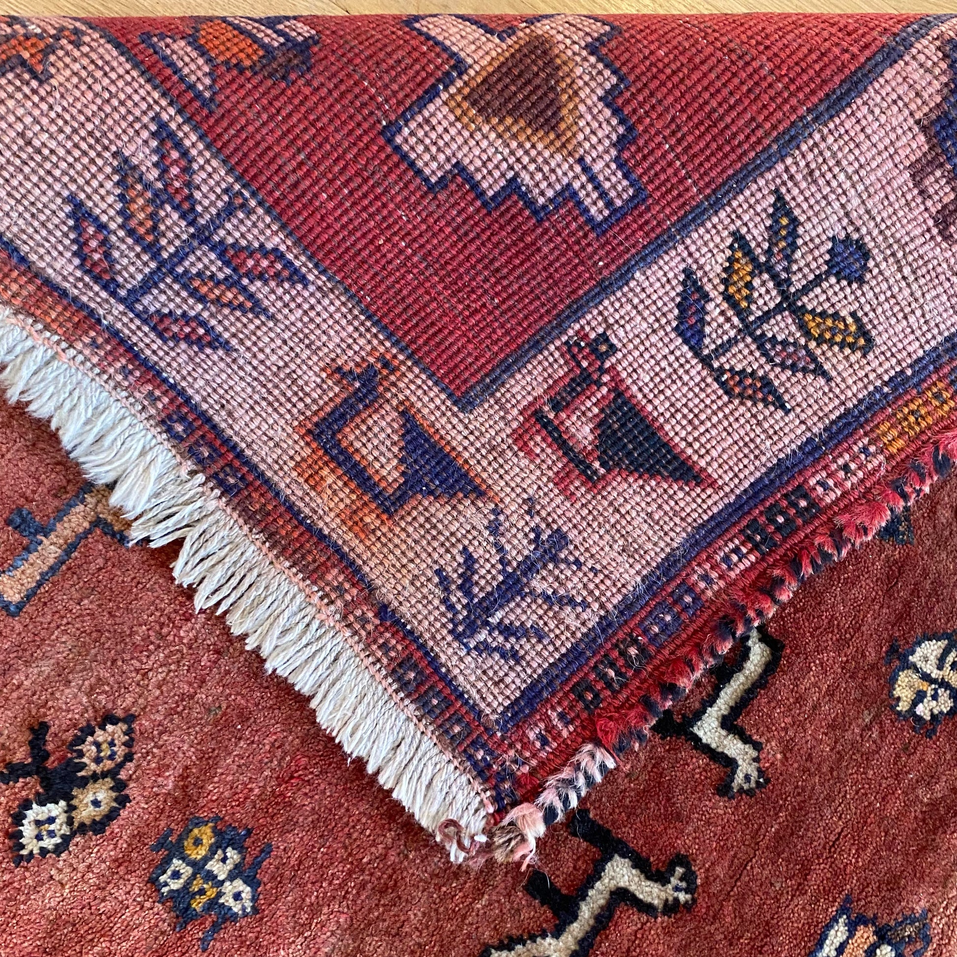 Persian Gabbeh Rug, 3' 10 x 5' 2 Vintage Red Brown - Jessie's Oriental Rugs