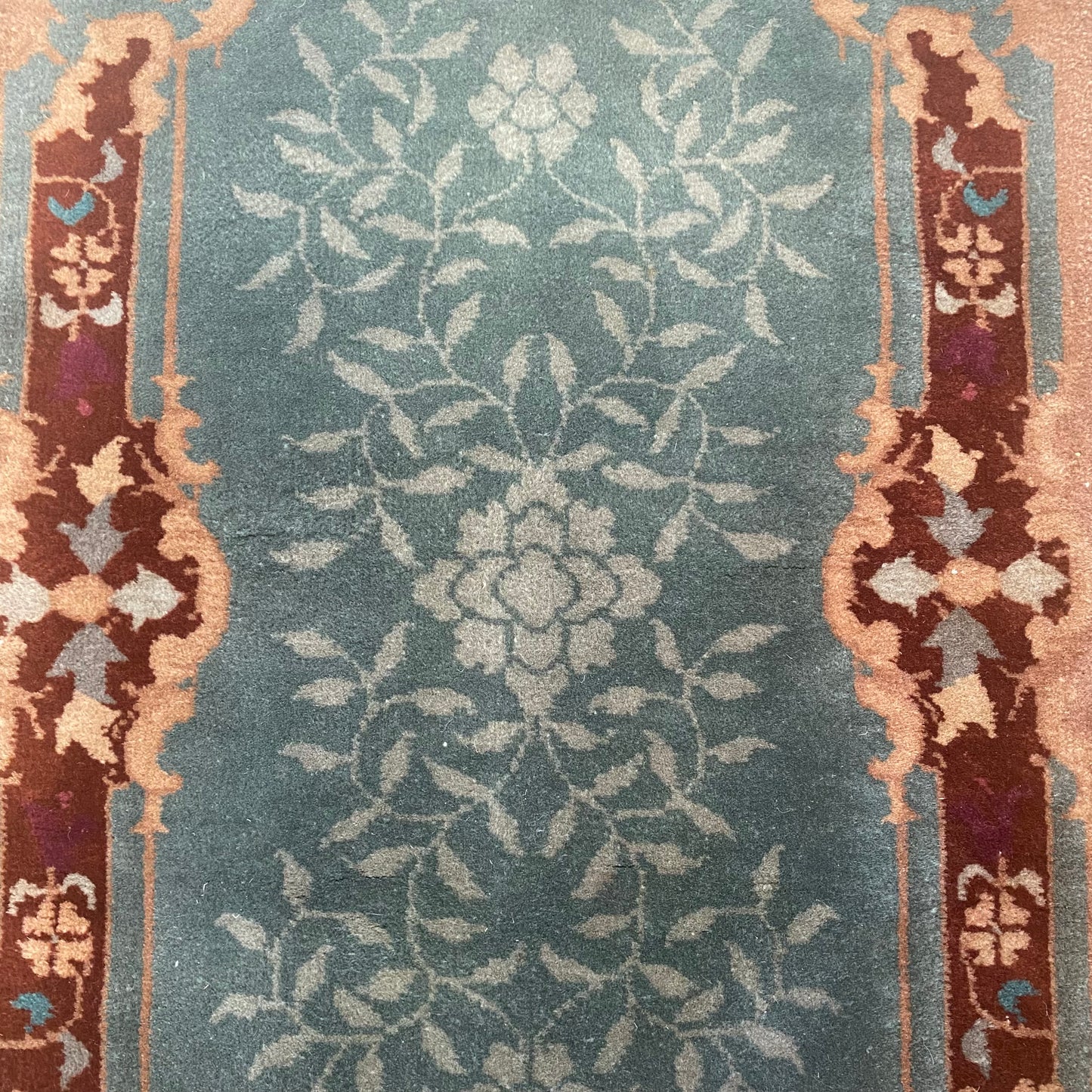 Art Deco Chinese Rug, 2' x 4' 1 Blue Vintage