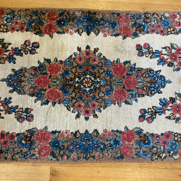 Vintage Rug, 1' 11 x 4' 3 White