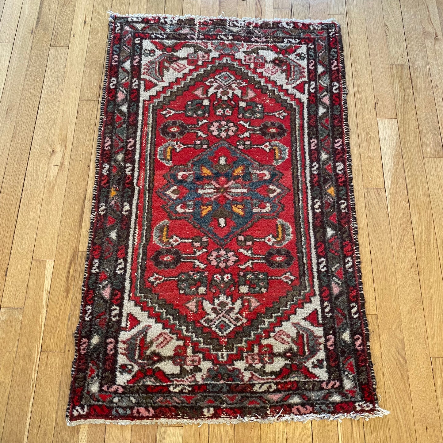 Persian Hamedan Rug, 2' 4 x 3' 11 Vintage White