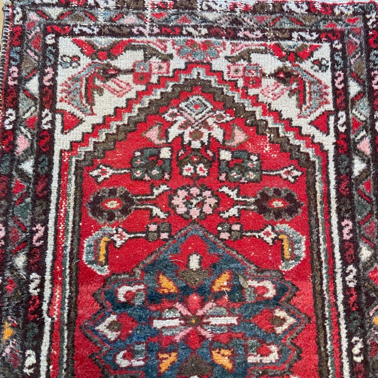 Persian Hamedan Rug, 2' 4 x 3' 11 Vintage White