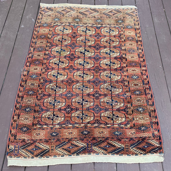 Vintage Rug, 3' 5 x 5' Red Brown