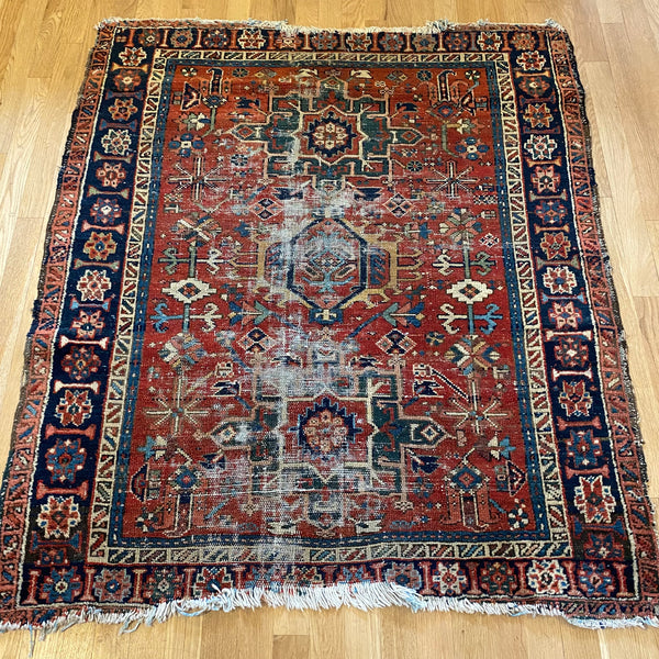 Vintage Rug, 3' 10 x 4' 6 Red Orange