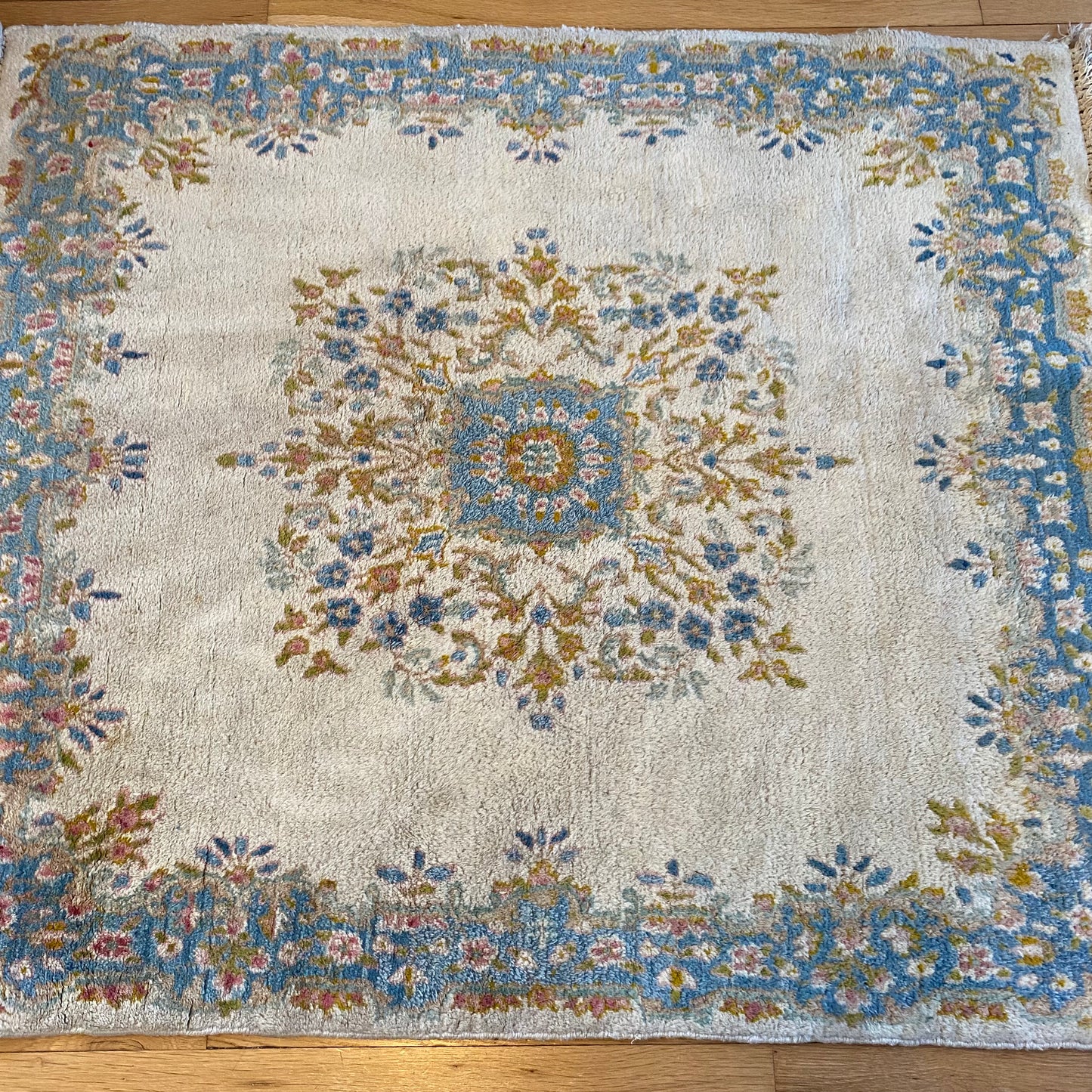 Vintage Rug, 4' x 4' 9 Cream