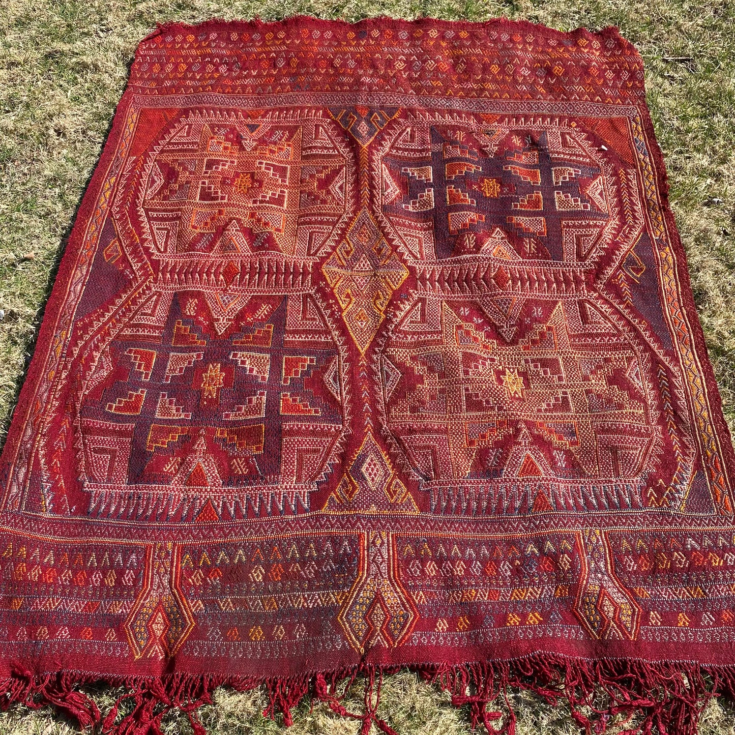 Vintage Rug, 4' 8 x 6' 5 Red Moroccan