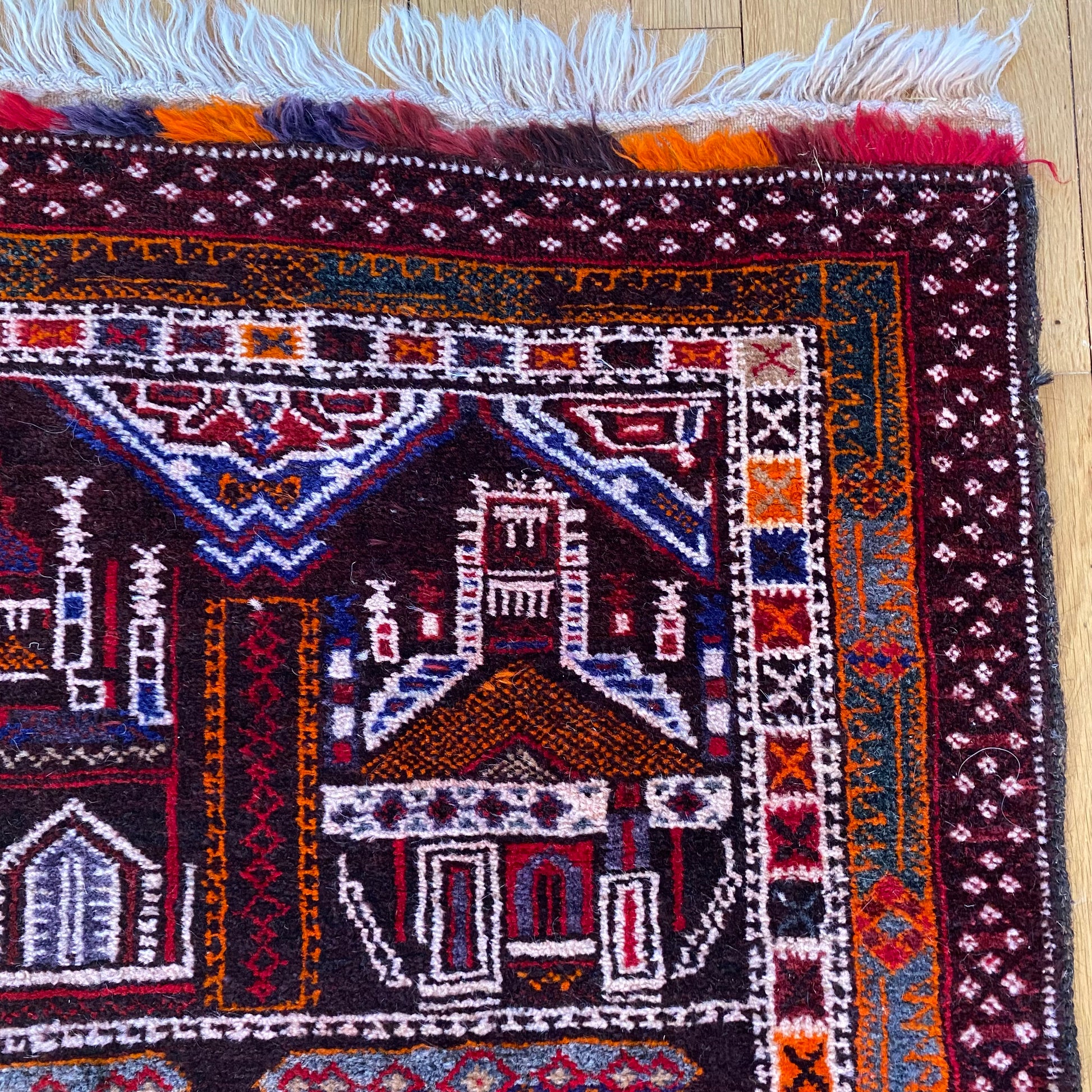 Afghan Prayer Rug, 2' 9 x 5' Vintage Brown - Jessie's Oriental Rugs