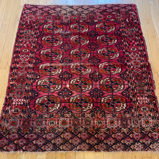 Antique Rug, 3' 5 x 4' 1 Pink Bokhara