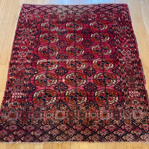Antique Rug, 3' 5 x 4' 1 Pink Bokhara
