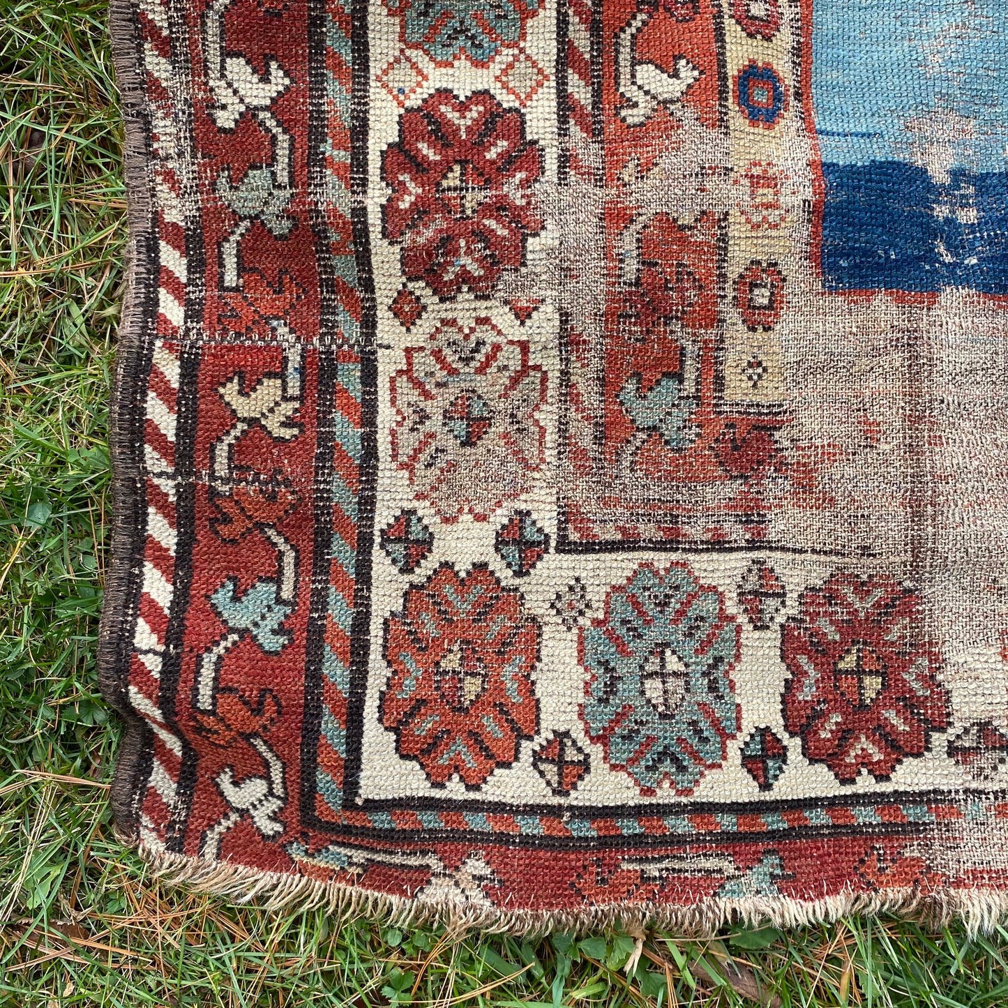 Antique Rug, 3' 5 x 7' 5 Blue