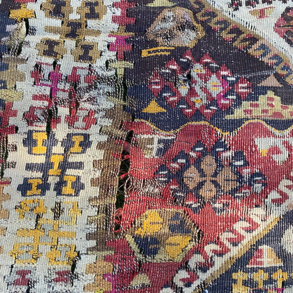 Vintage Rug, 4' x 10' 8 Turkish Kilim