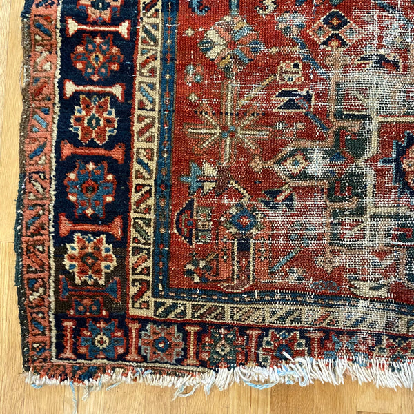 Vintage Rug, 3' 10 x 4' 6 Red Orange