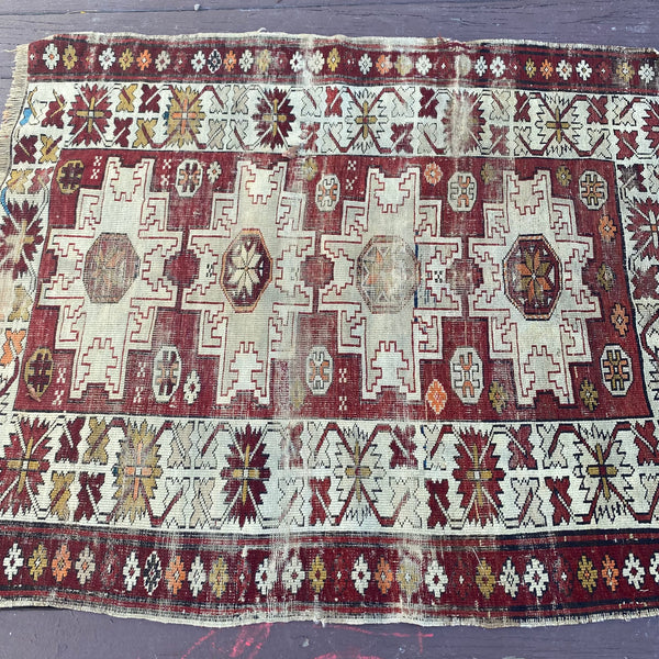 Antique Rug, 3' 3 x 4' Brown