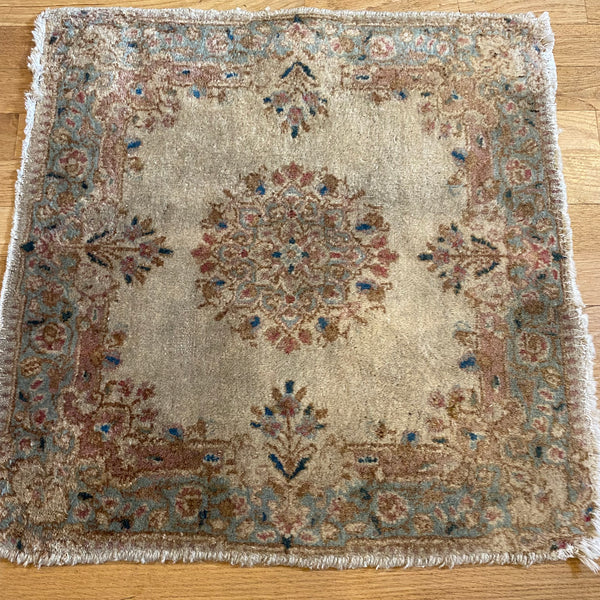 Vintage Rug, 2' x 2' Cream