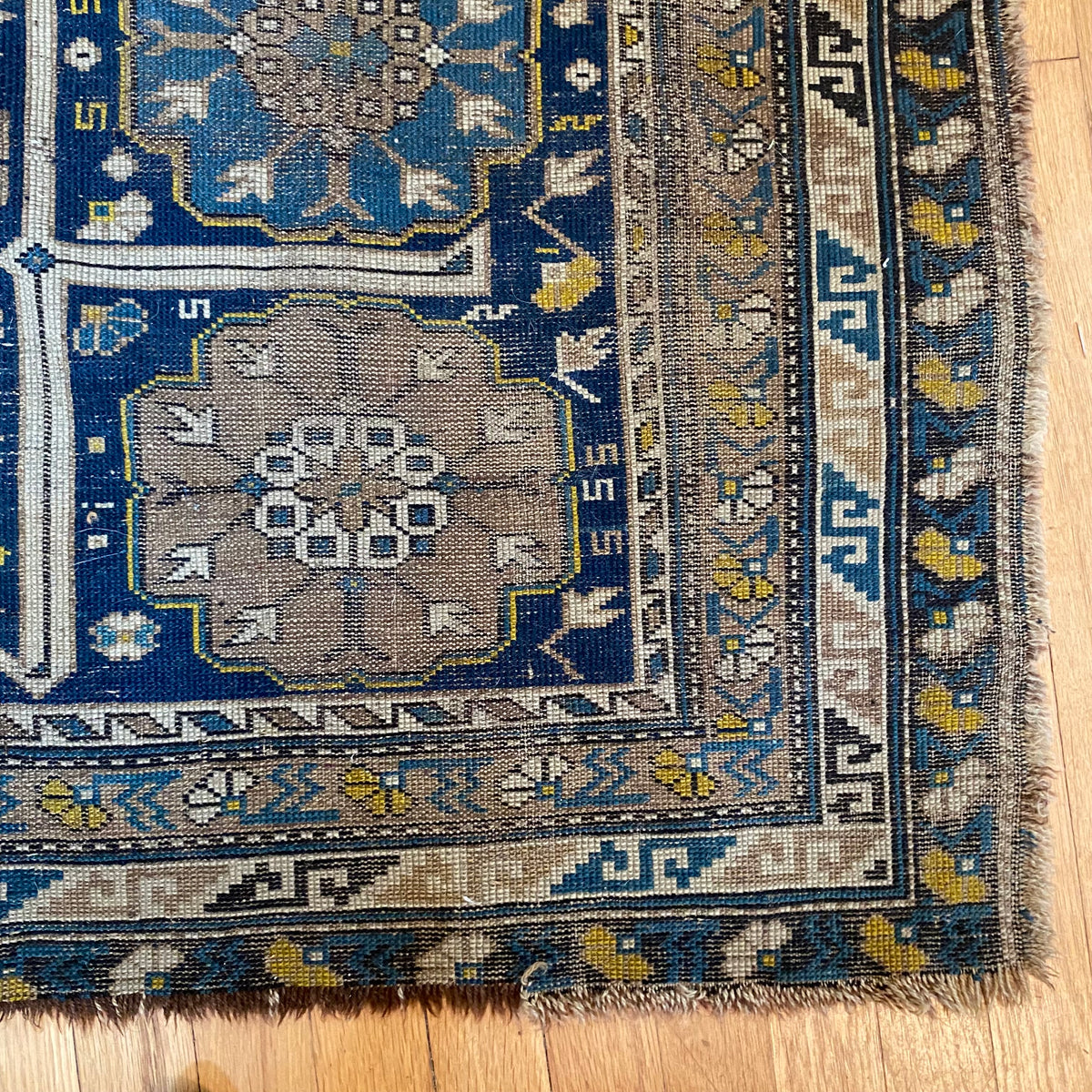 Antique Rug, 3' 9 x 5' 11 Blue Caucasian