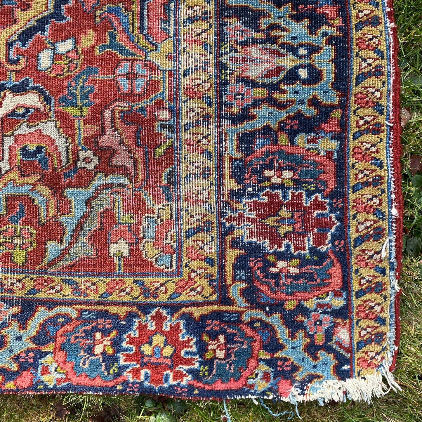 Persian Heriz Rug, 7' 2 x 8' 8 Vintage Red - Jessie's Oriental Rugs