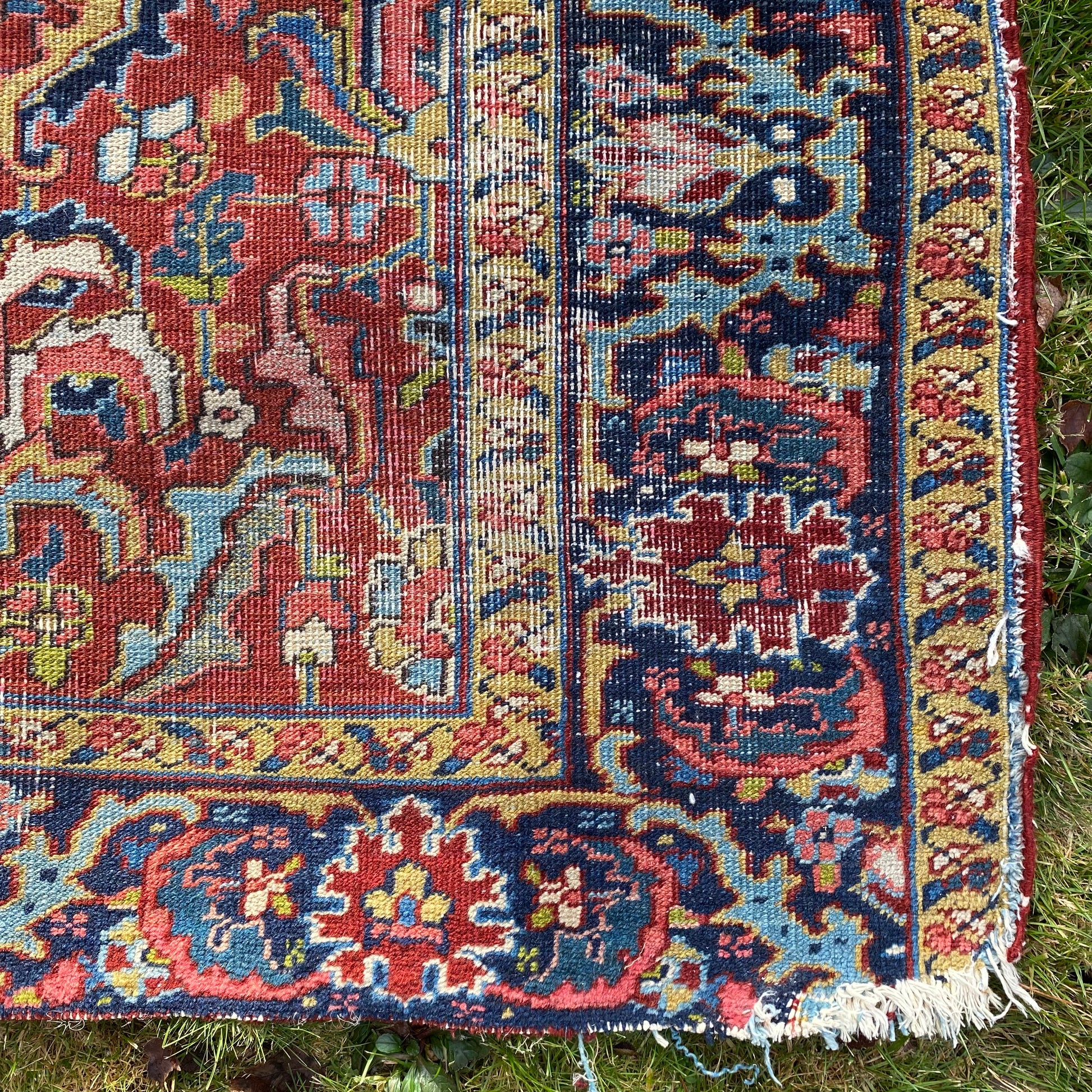 Persian Heriz Rug, 7' 2 x 8' 8 Vintage Red - Jessie's Oriental Rugs