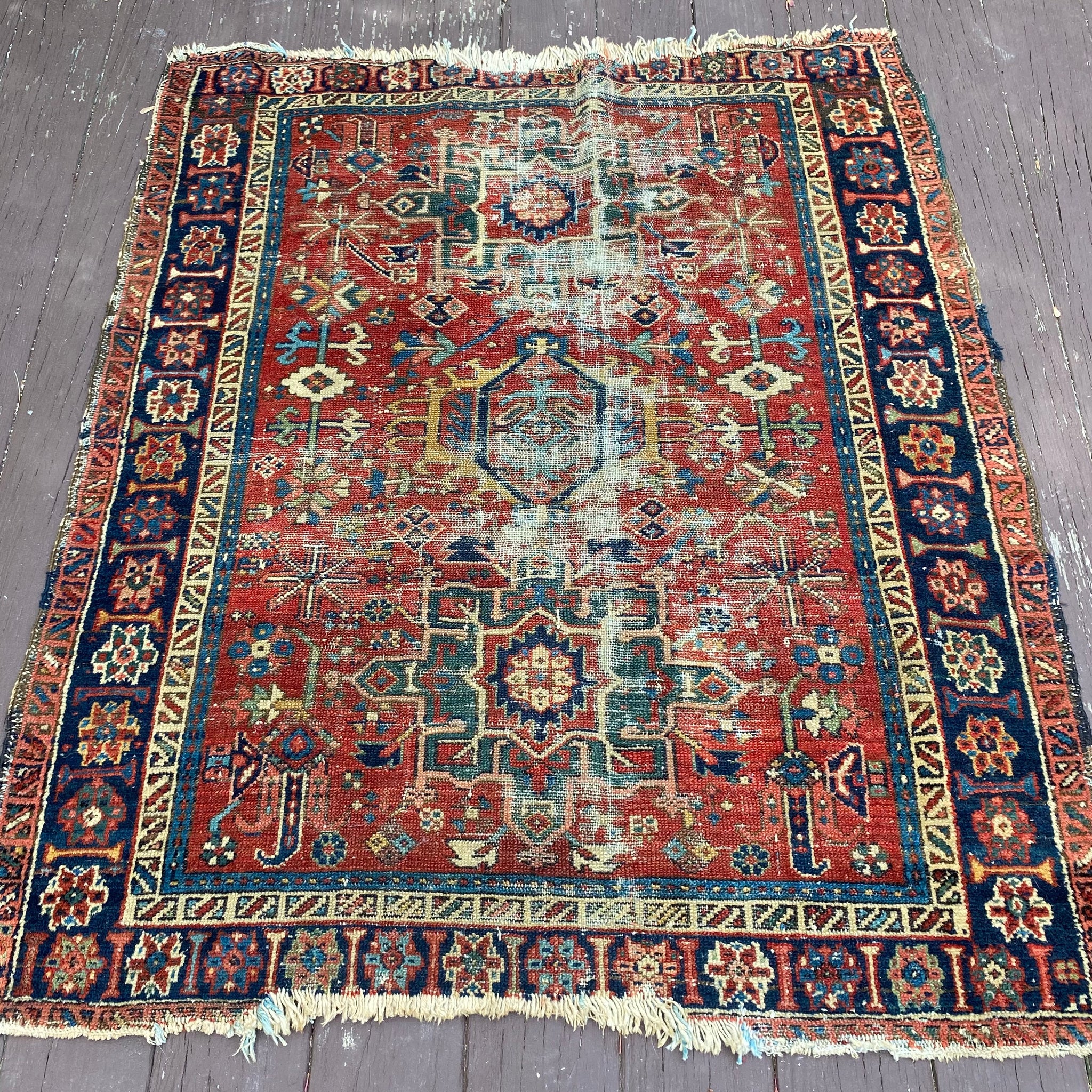 Vintage Rug, 3' 10 x 4' 6 Red Orange