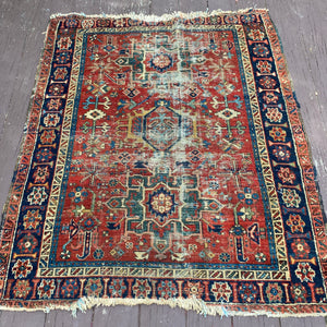 Vintage Rug, 3' 10 x 4' 6 Red Orange