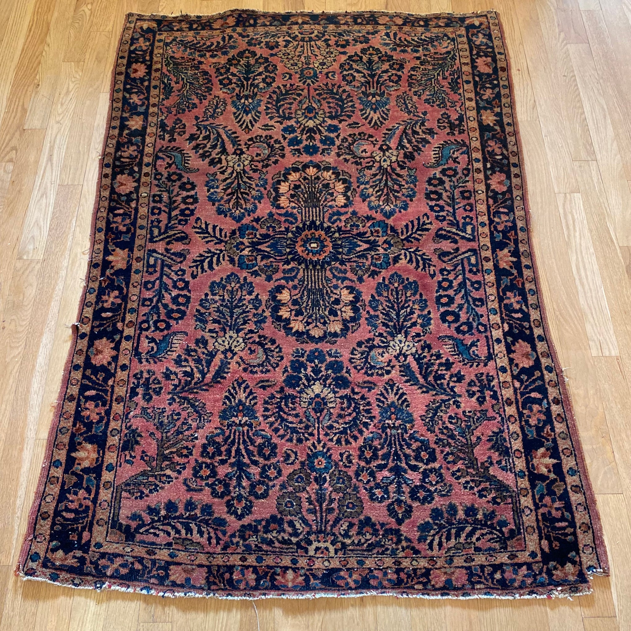 Vintage Rug, 3' 4 x 4' 9 Pink