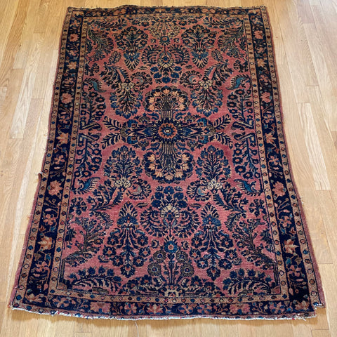 Vintage Rug, 3' 4 x 4' 9 Pink