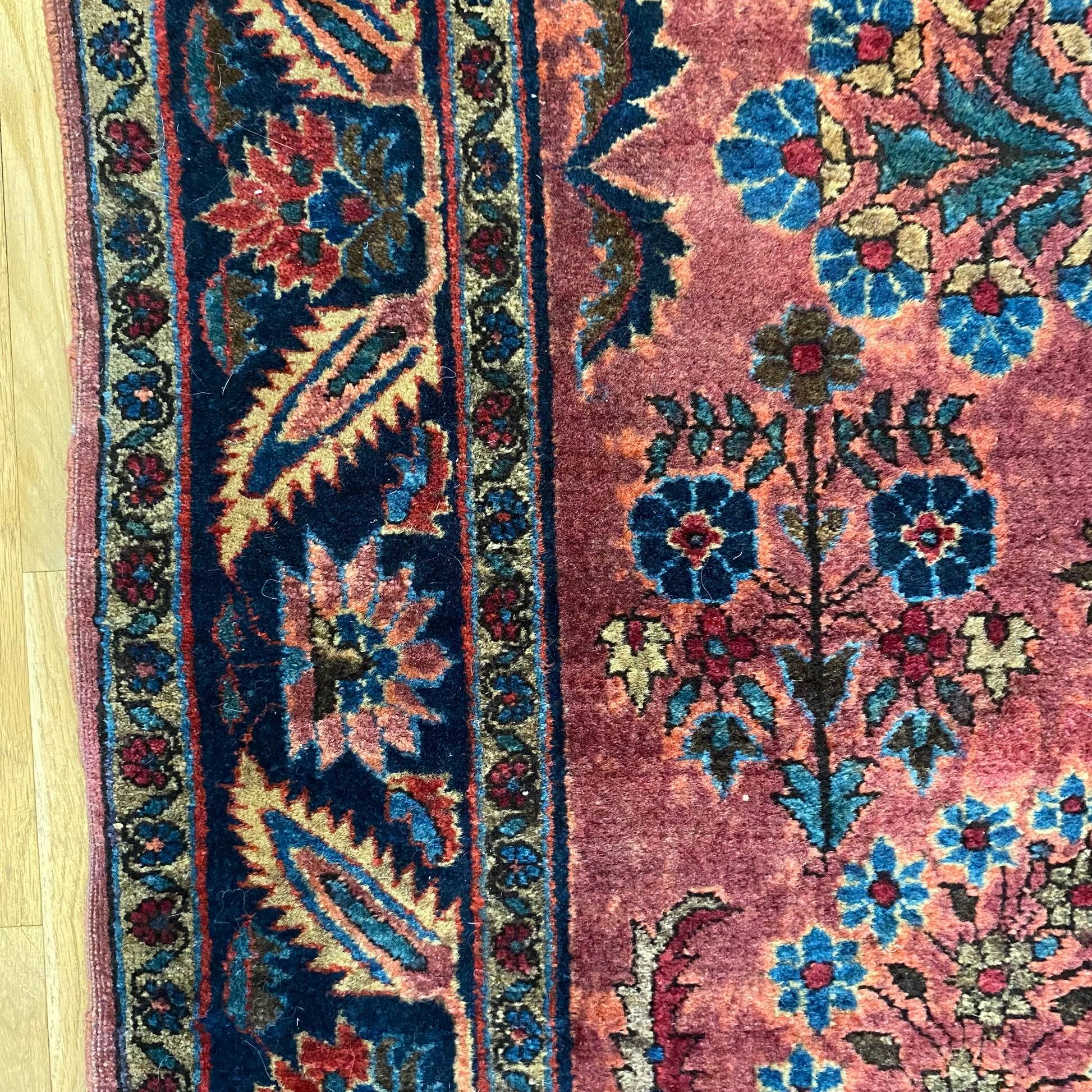 Persian Sarouk Rug, 4' 2 x 6' 4 Vintage Dark Rose - Jessie's Oriental Rugs