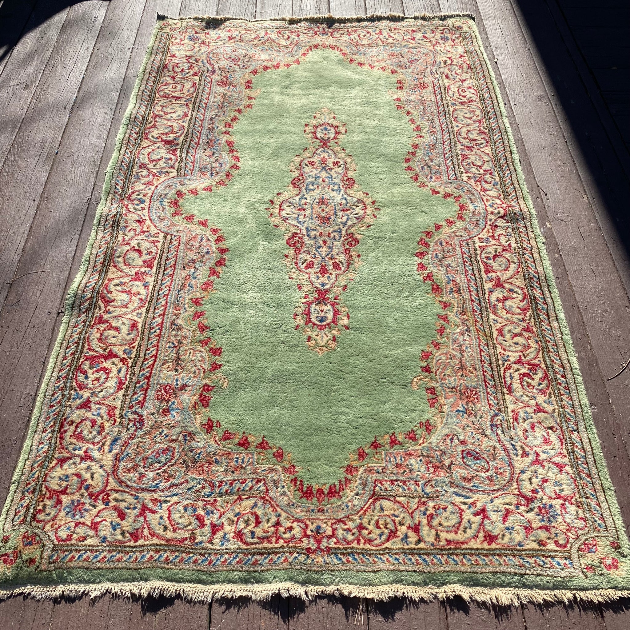 Vintage Rug, 4' 2 x 7' Green