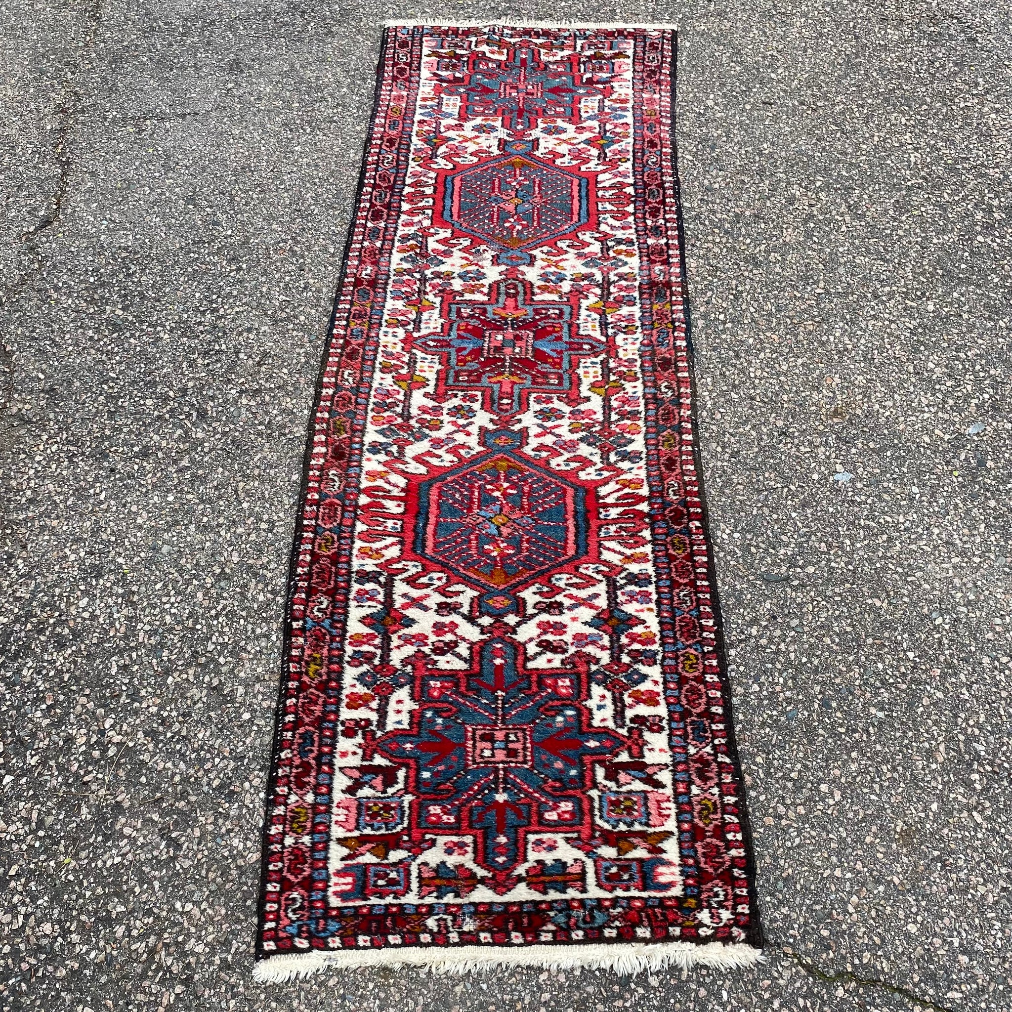 Vintage Rug, 2' x 6' 3 White