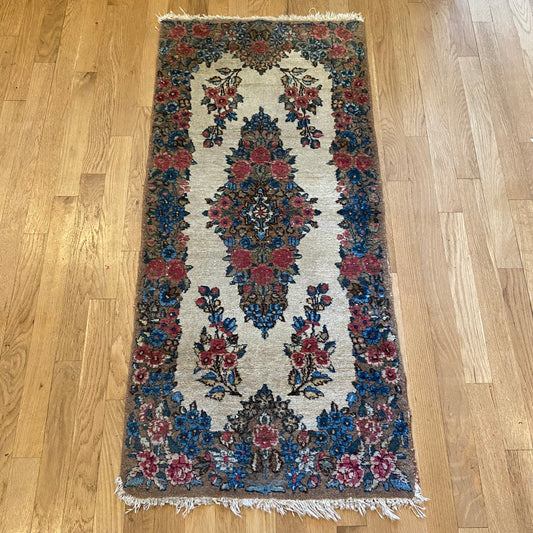 Vintage Rug, 1' 11 x 4' 3 White