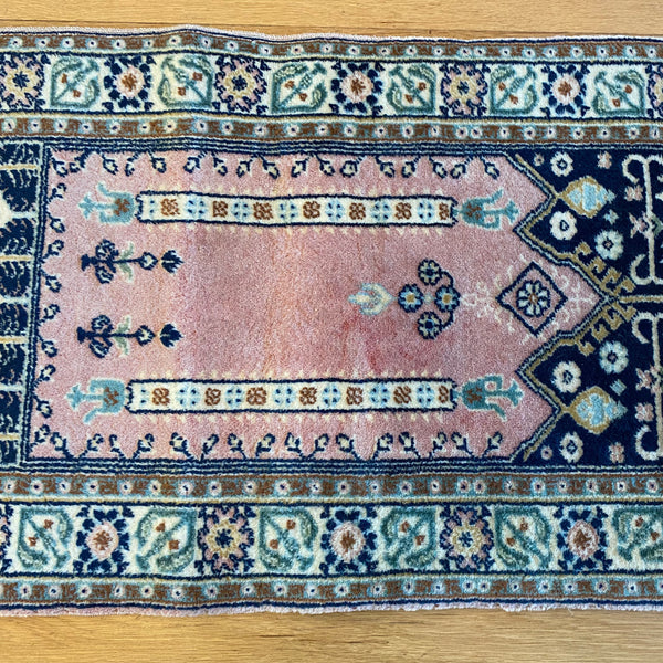 Vintage Rug, 1' 8 x 3' 5 Pink Prayer