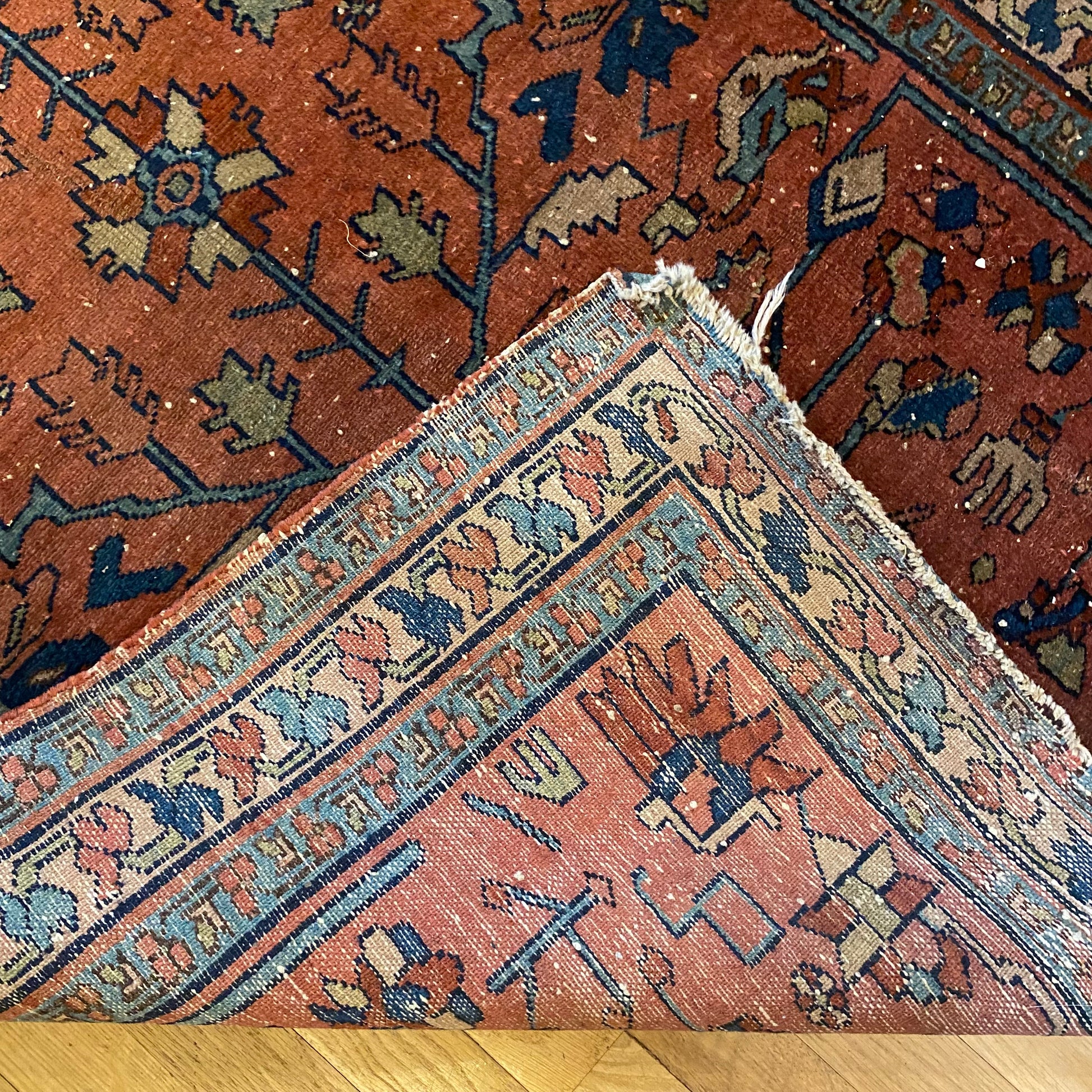 Persian Lilihan Rug, 3' 5 x 5' Vintage Dark Rose - Jessie's Oriental Rugs