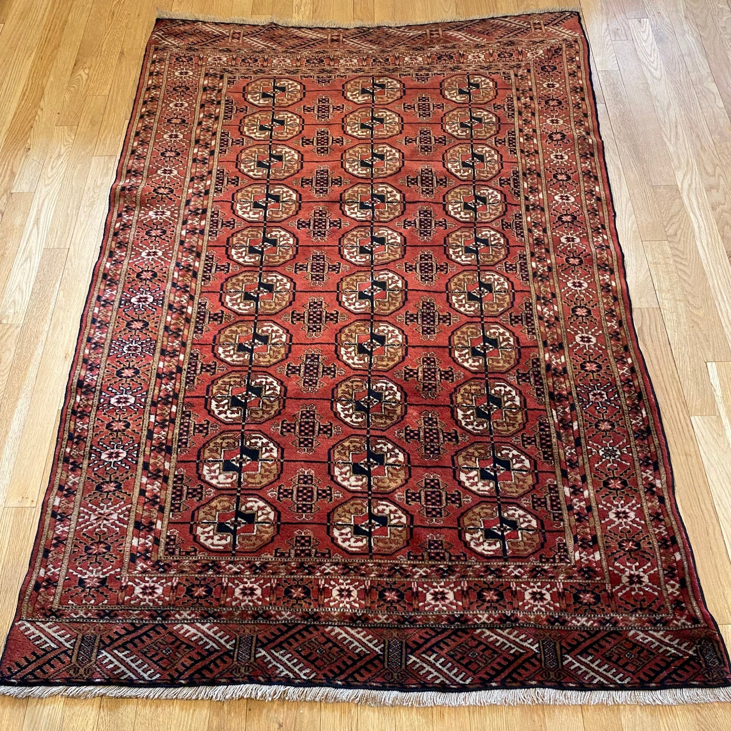 Turkmen Bokhara, 3' 11 x 5' 10 Vintage Red Brown