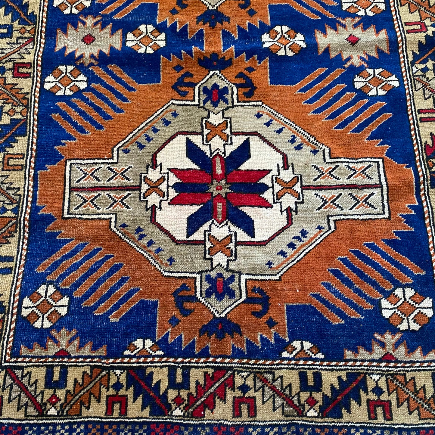 Turkish Rug, 3' 11 x 5' 9 Vintage Blue - Jessie's Oriental Rugs