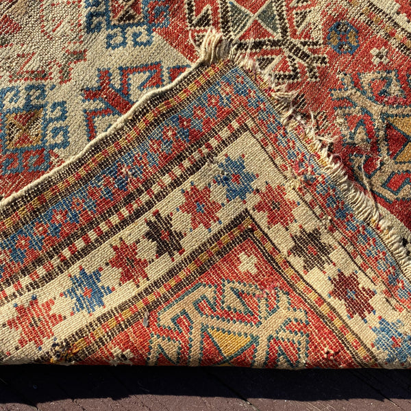 Antique Rug, 3' 5 x 6' 7 Red Brown