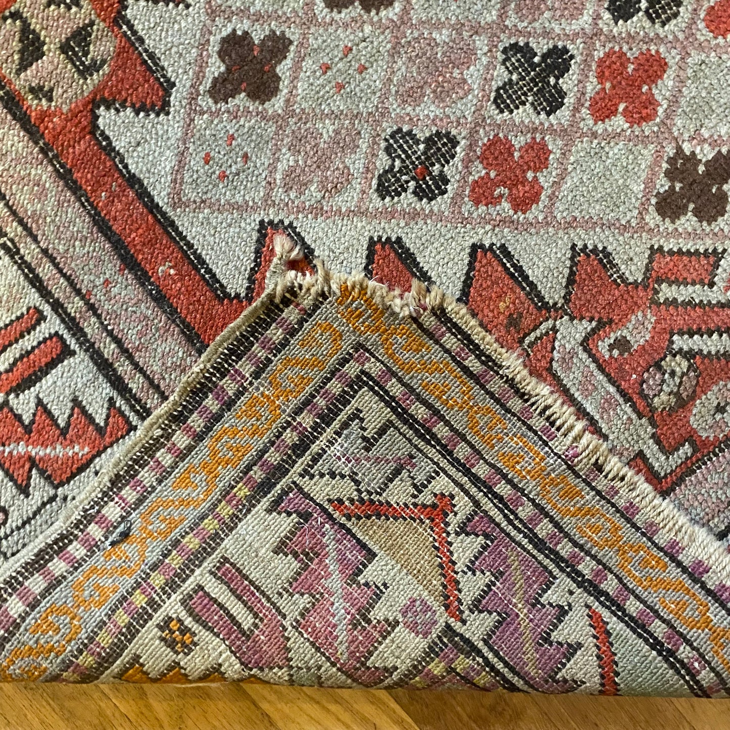 Antique Rug, 3' 4 x 5' 7 Red Orange