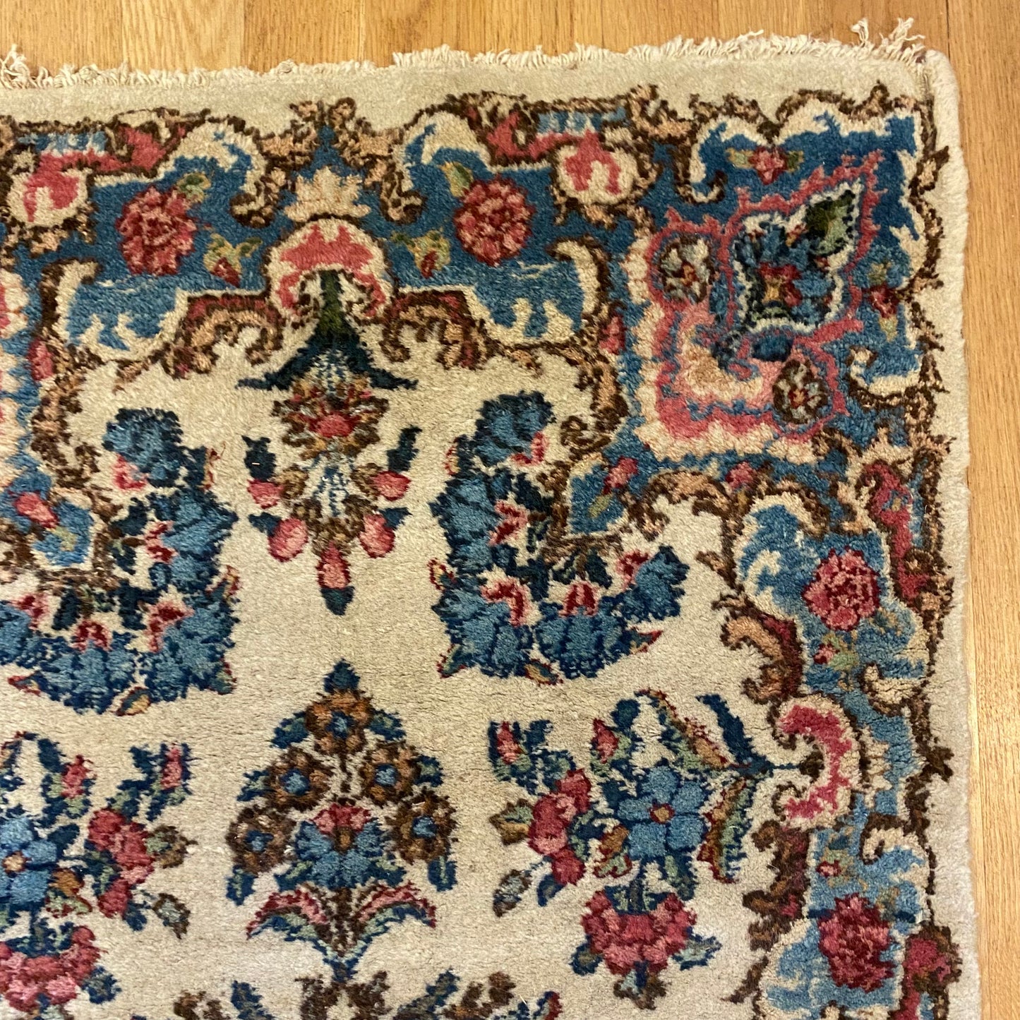 Persian Kerman Rug, 2' x 4' 1 White Vintage