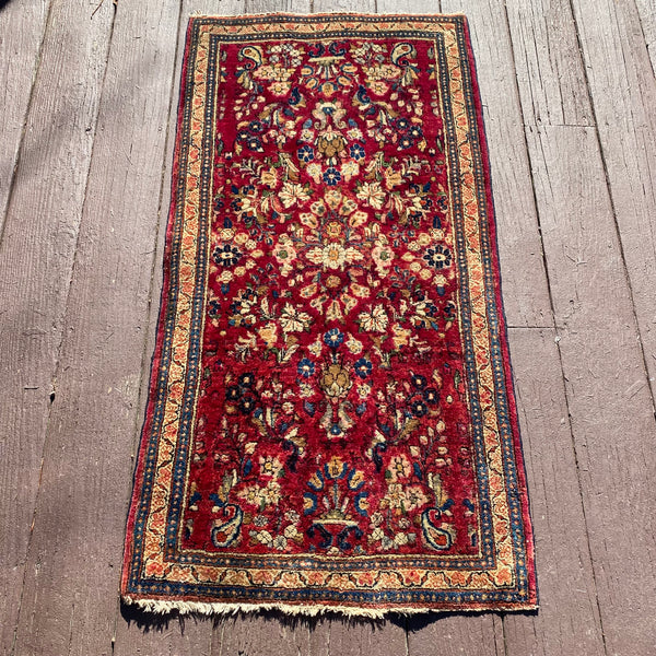 Vintage Rug, 2' 1 x 4' 1 Dark Pink