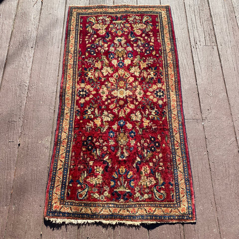 Vintage Rug, 2' 1 x 4' 1 Dark Pink