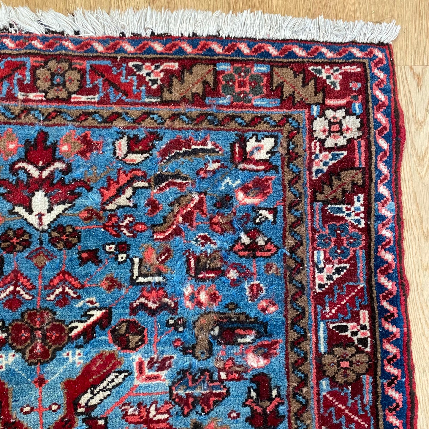 Vintage Rug, 3' 4 x 4' 4 Blue