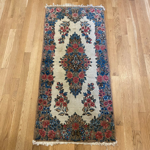 Vintage Rug, 1' 11 x 4' 3 White