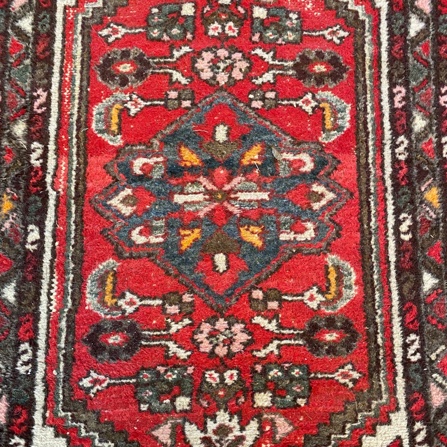 Persian Hamedan Rug, 2' 4 x 3' 11 Vintage White