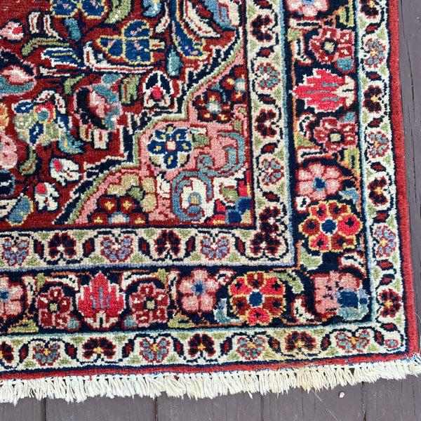 Vintage Rug, 4' 2 x 7' Red