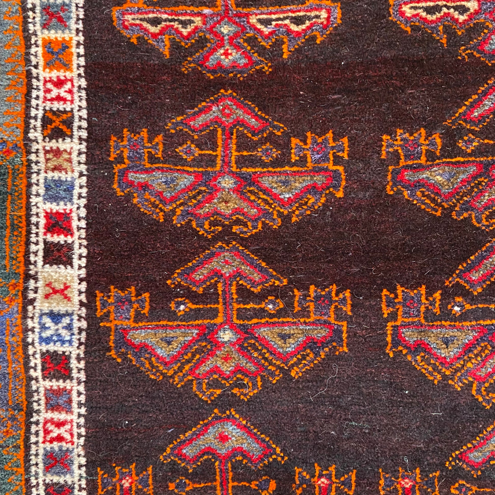 Afghan Prayer Rug, 2' 9 x 5' Vintage Brown - Jessie's Oriental Rugs