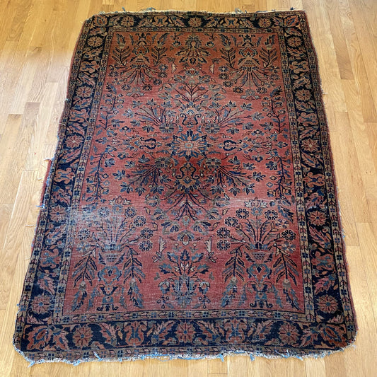 Antique Rug, 3' 7 x 5' Pink