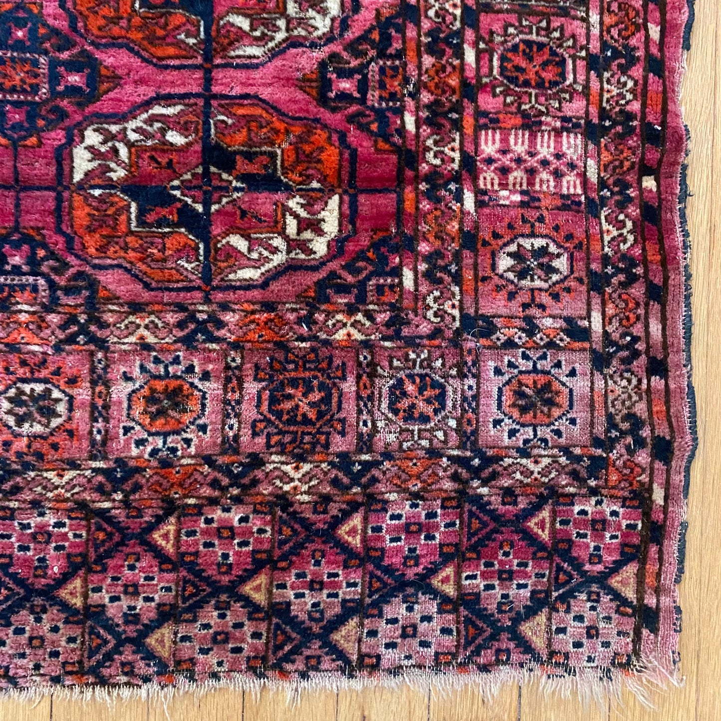 Antique Rug, 3' 5 x 4' 1 Pink Bokhara