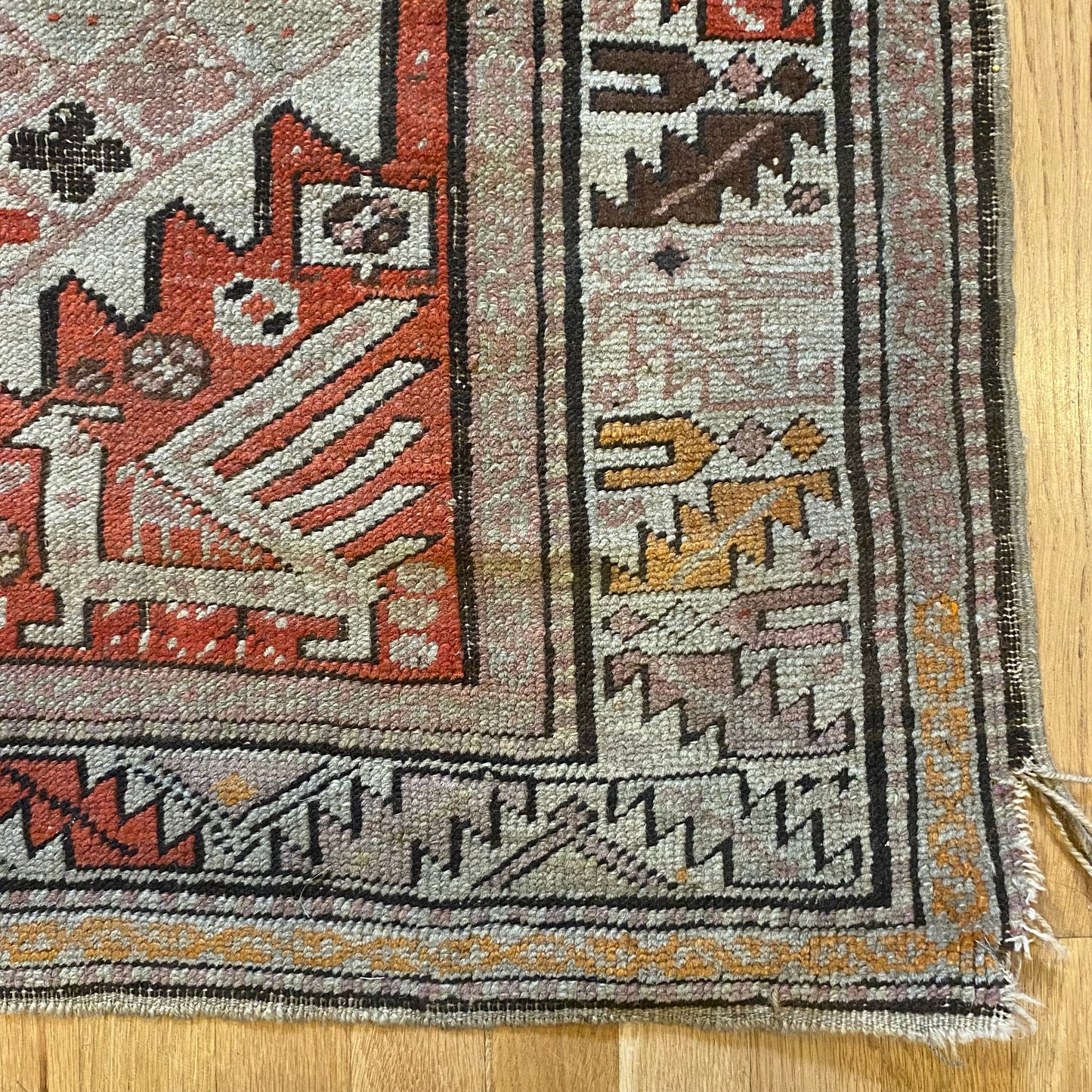Antique Rug, 3' 4 x 5' 7 Red Orange