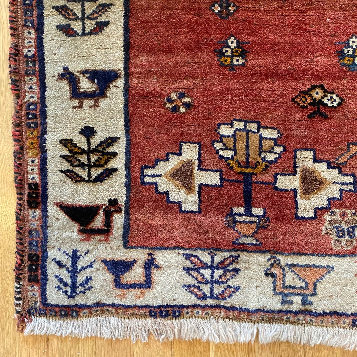 Persian Gabbeh Rug, 3' 10 x 5' 2 Vintage Red Brown - Jessie's Oriental Rugs