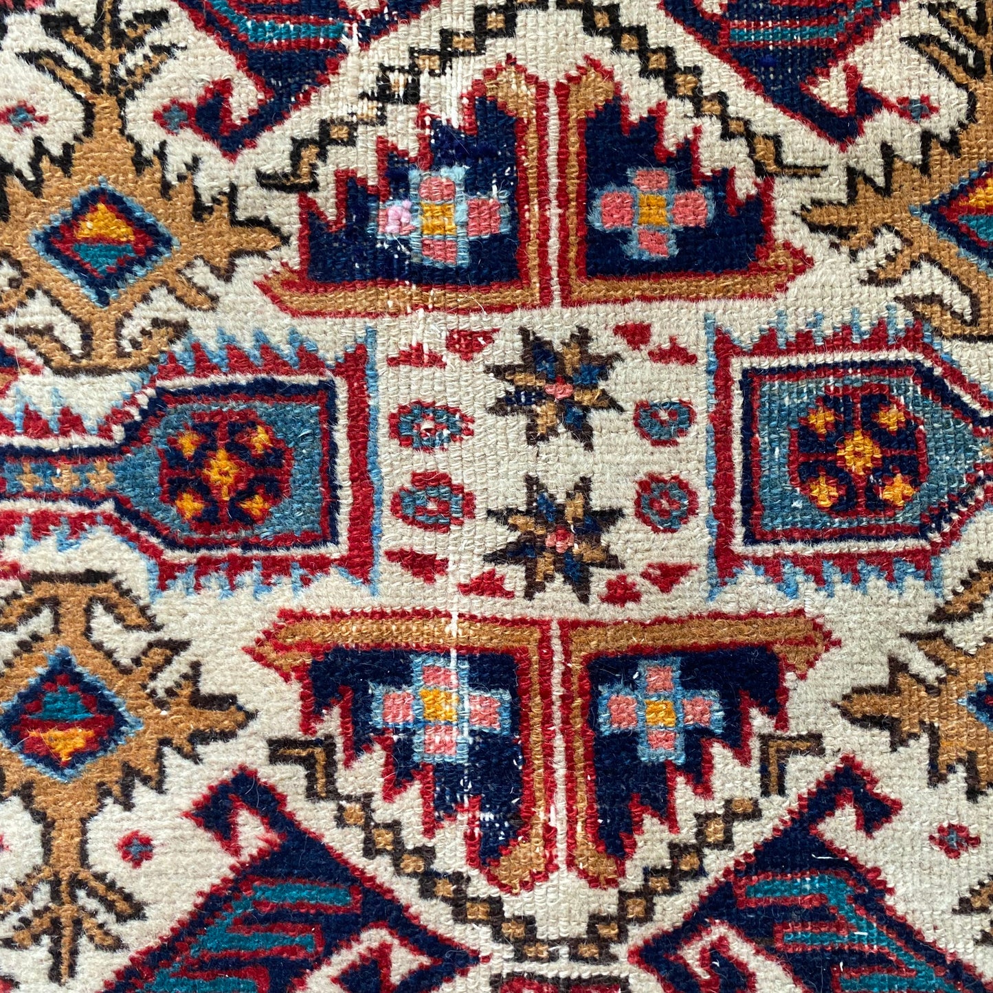 Caucasian Bidjov Rug, 3' 8 x 5' 7 Vintage White - Jessie's Oriental Rugs