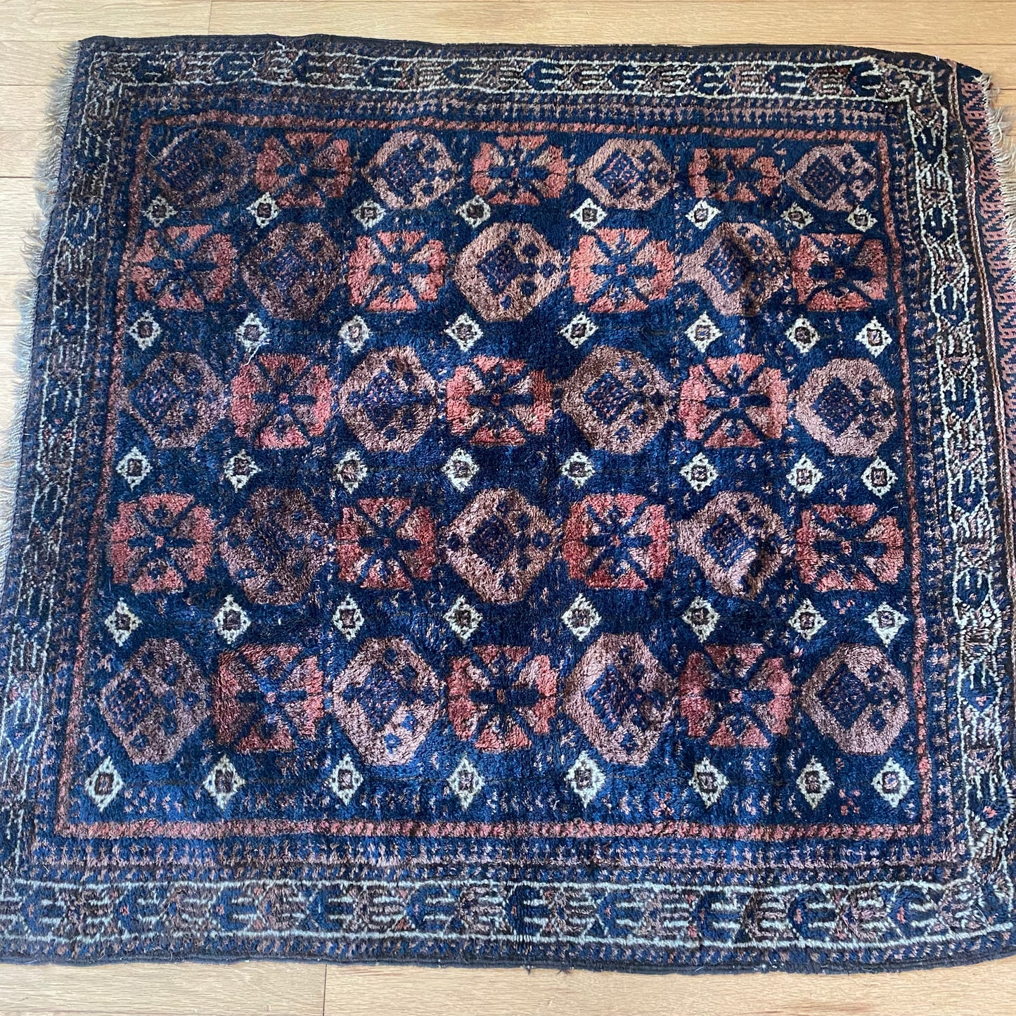 Vintage Rug, 3' 2 x 3' 5 Blue