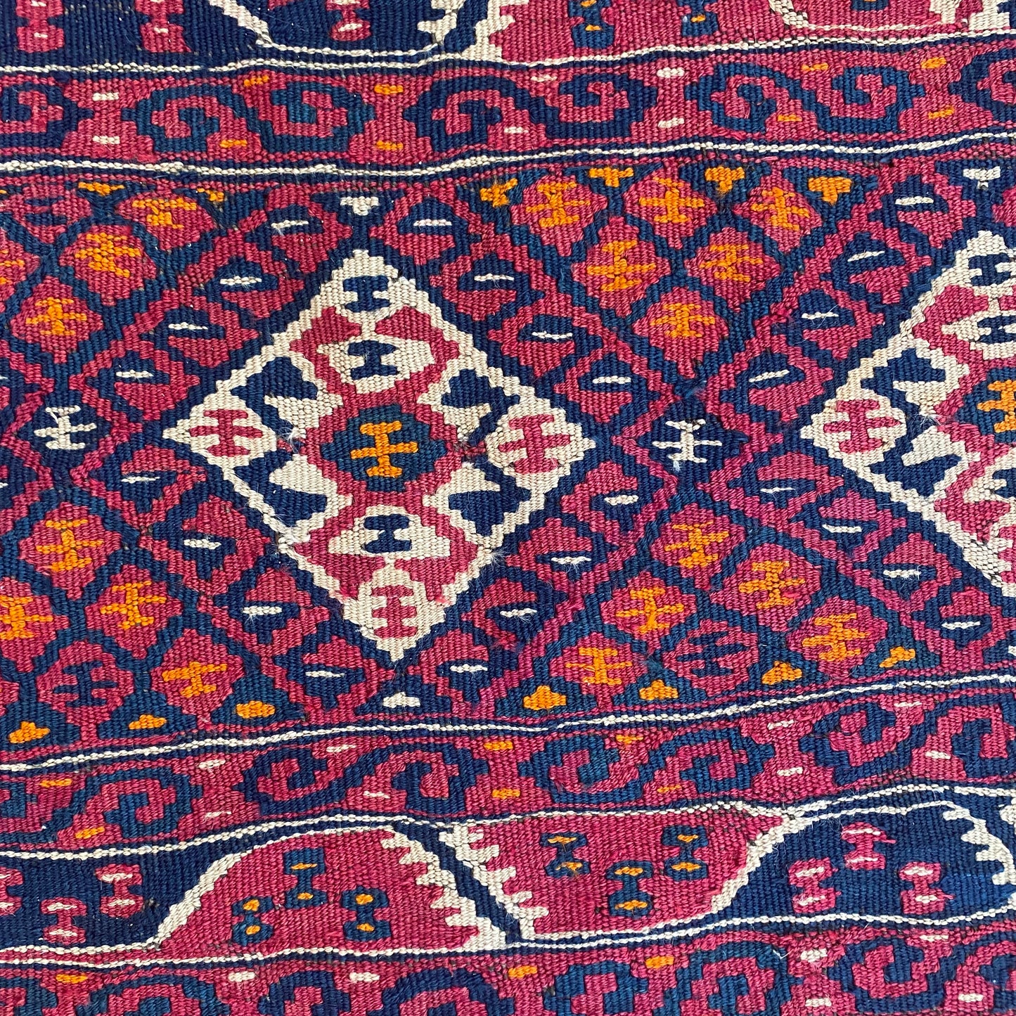 Turkish Kilim, 4' 9 x 8' 10 Vintage Magenta - Jessie's Oriental Rugs
