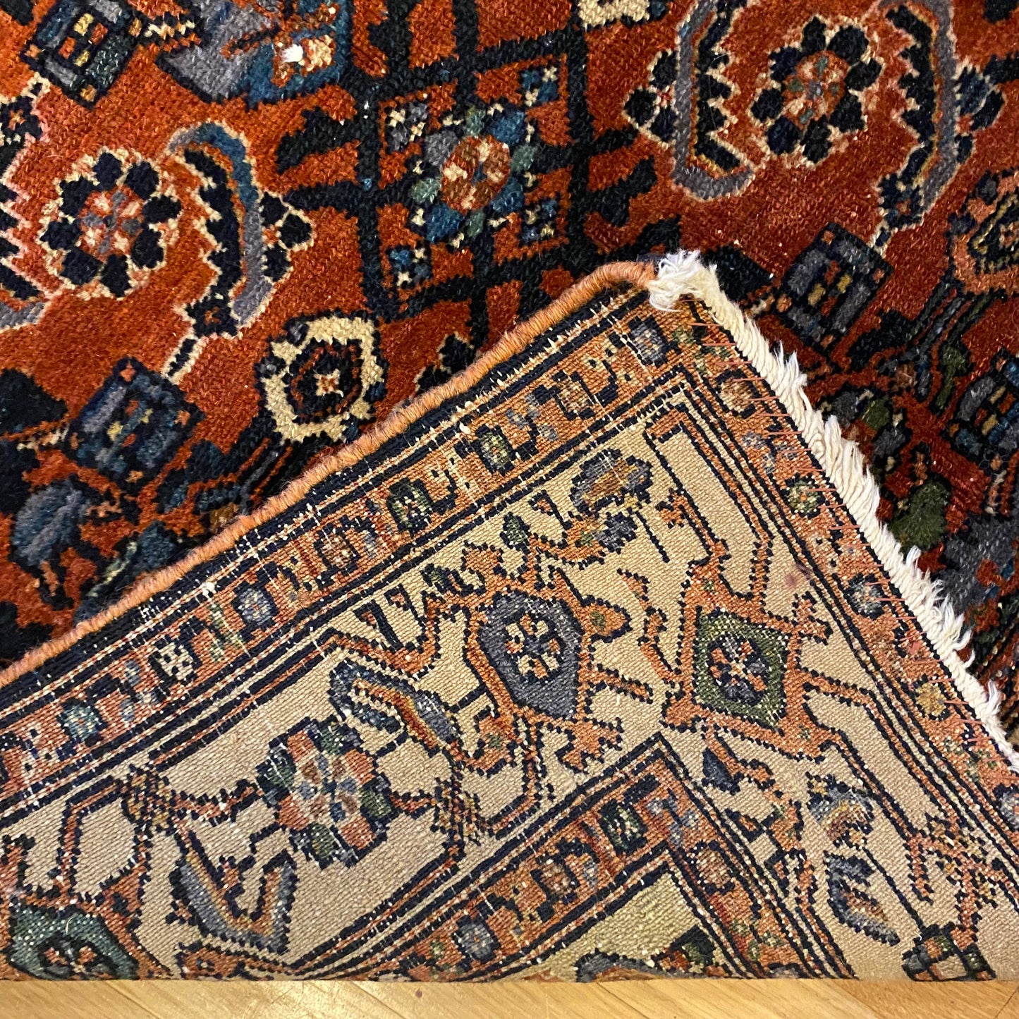 Persian Malayer, 3' 2 x 3' 9 Vintage Red Brown